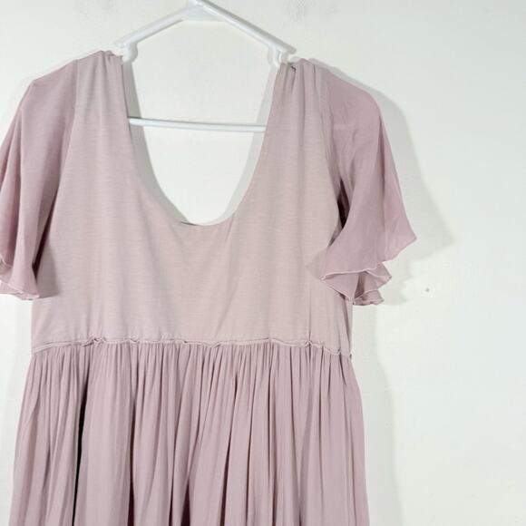 Renee Loves Frances Mauve Goddess Short Sleeve Midi Dress Size Large - Picture 9 of 14